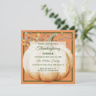Invitation Citrouille de vacances Thanksgiving Dîner Invitati