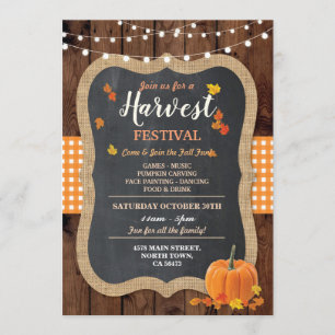 Invitation Citrouille d'événement de Harvest Festival Chalk E