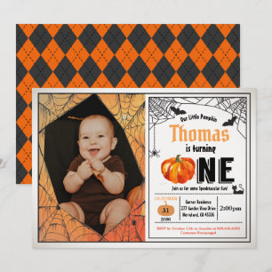 Invitation citrouille d'Halloween 1er anniversaire photo