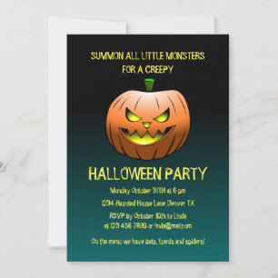 Invitation Citrouille d'Halloween effrayante