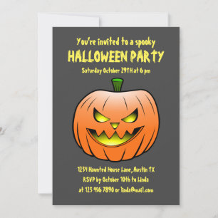 Invitation citrouille d'Halloween effrayante
