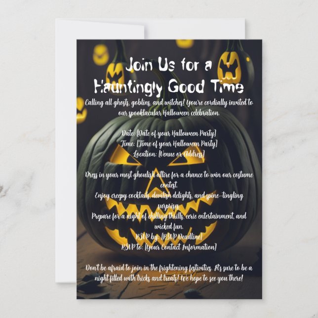 Invitation Citrouille d'Haloween (Devant)