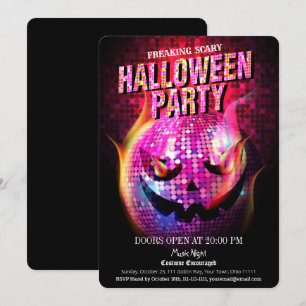 Invitation Citrouille disco boule Halloween complètement flip