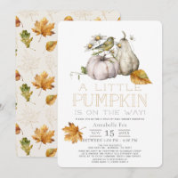 Citrouille d'oiseau Automne Aquarelle Baby shower