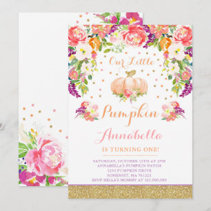 Invitation Citrouille d'or de rose d'invitation