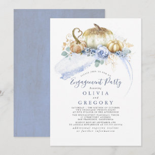 Invitation Citrouille d'or Dusty Blue Fall