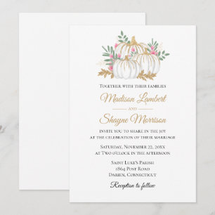Invitation Citrouille d'or rose Floral Mariage de automne élé