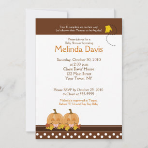 Invitation Citrouille doux Mod Dot 5x7 Automne Baby shower In