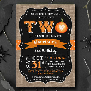 Invitation Citrouille du garçon 2e anniversaire