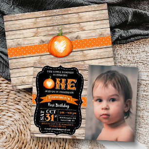 Invitation Citrouille du garçon Halloween 1er anniversaire Ph