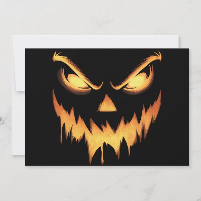 Invitation Citrouille effrayant Jack-o'-lantern Face Hallowee (Devant)
