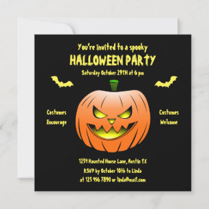 Invitation Citrouille éffrayante Halloween