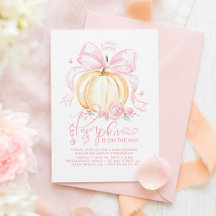 Citrouille Élégante à Ruban Rose pour Baby Shower 