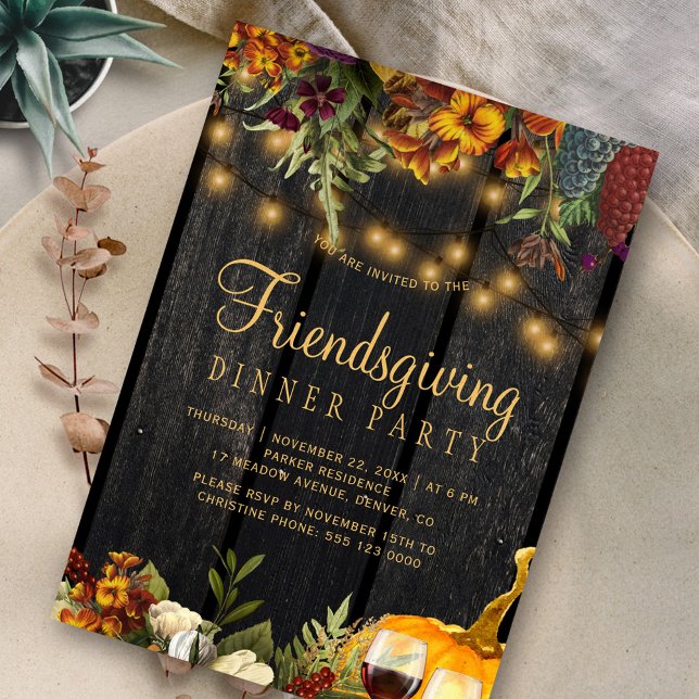 Invitation Citrouille en bois floral rustique fête de Friends (Créateur téléchargé)