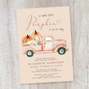 Invitation Citrouille en terre cuite Baby shower de camion Vi
