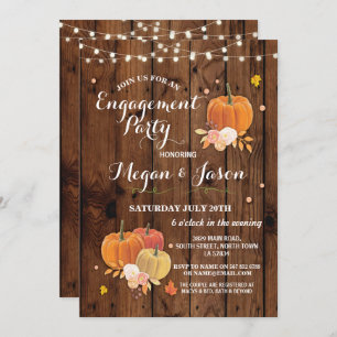 Invitation Citrouille Engagement Party Shower Rustic Wood Inv