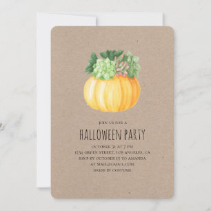 Invitation Citrouille et succulent. Fête d'Halloween. Rustiqu