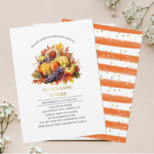 Invitation Citrouille Fall Friendsgiving dîner aquarelle