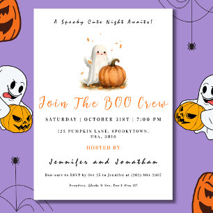 Invitation Citrouille fantôme mignon Halloween