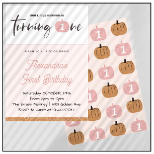 Invitation Citrouille fille rose Parties scintillant Hallowee