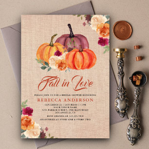 Invitation Citrouille Fleurie Orange Brûlée Mariage Champêtre