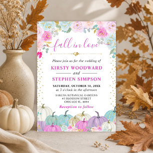 Invitation Citrouille Fleurie Violette et Bleue Mariage d'Aut