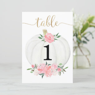 Invitation Citrouille floral blanc rose 5"x7"