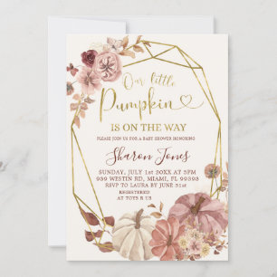 Invitation Citrouille Floral Boho Géométrique Automne En Rout