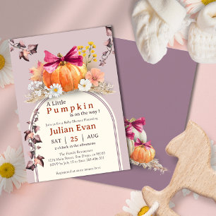 Invitation citrouille Floral Bow Baby shower