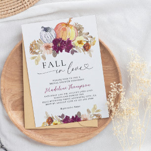 Invitation Citrouille floral chute dans l'amour Fête des mari