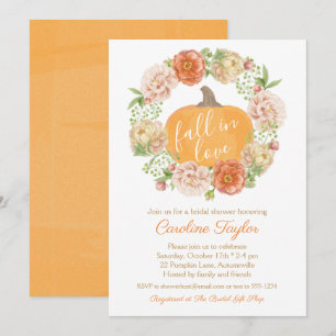 Invitation Citrouille Floral Chute en Amour Fête des mariées 