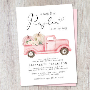 Invitation Citrouille Floral Vintage Camion Baby shower virtu
