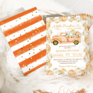 Invitation Citrouille Floral voiture Baby shower d'automne