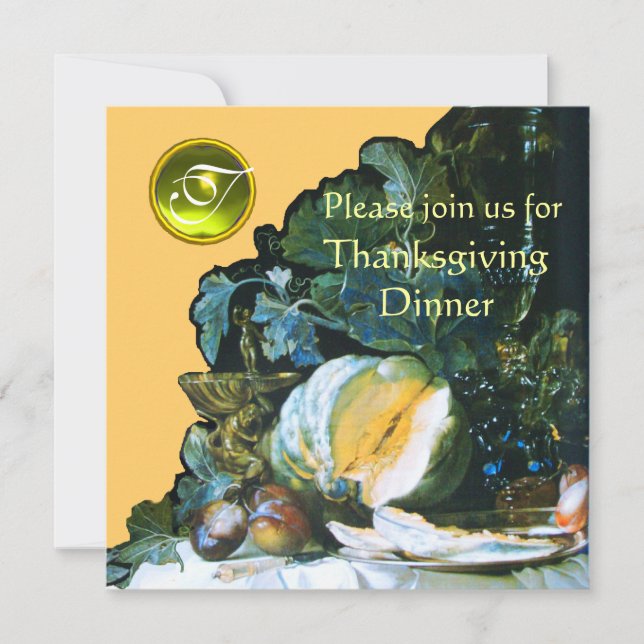 Invitation CITROUILLE, FRUITS ET GLASSWARE Dîner d'action de  (Devant)