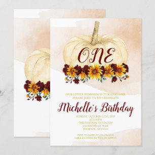 Invitation Citrouille Girl Sunflower Gold Premier anniversair