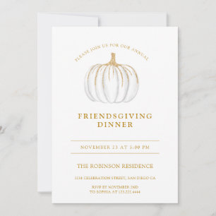 Invitation Citrouille Gold Script Friendsgiving Thanksgiving