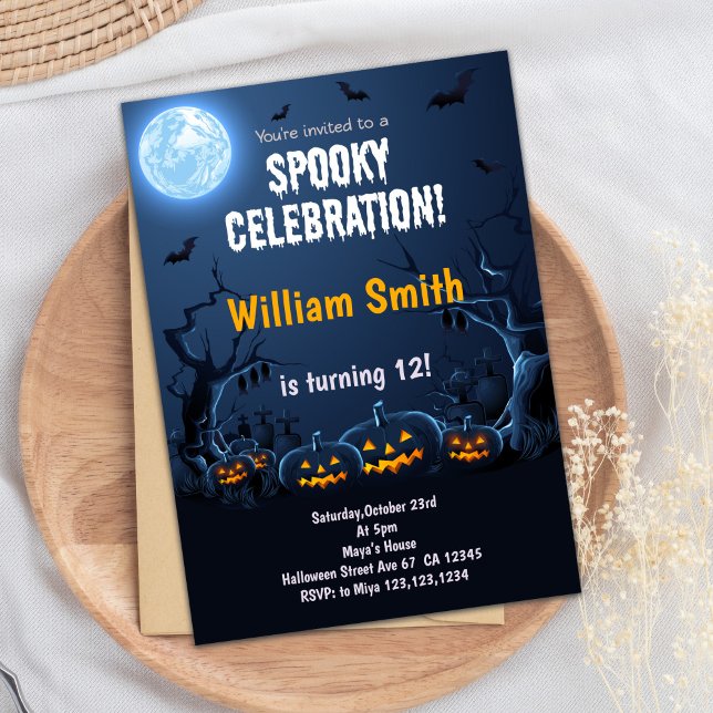 Invitation Citrouille Halloween Anniversaire de enfant Party  (Pumpkins Halloween Birthday Invitations)