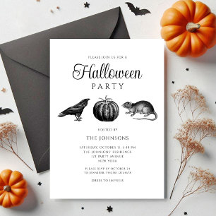 Invitation Citrouille Halloween noir gothique élégant