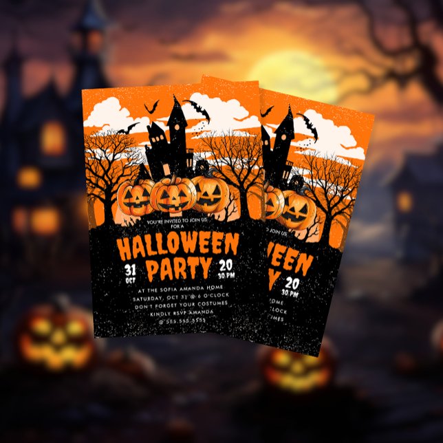Invitation Citrouille Haunted House Halloween Parti (Créateur téléchargé)
