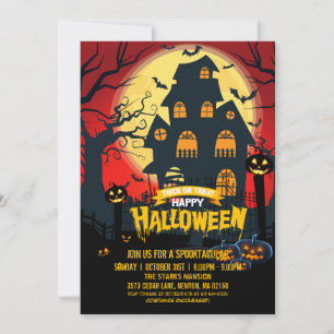 Invitation Citrouille Haunted House Spooktacular Halloween Pa