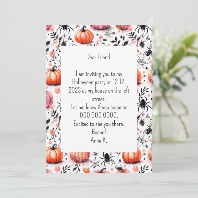 Invitation Citrouille Helloween (Debout devant)
