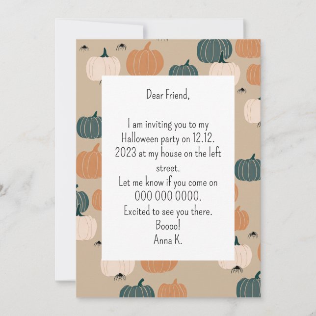 Invitation Citrouille Helloween (Devant)