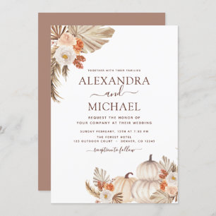 Invitation Citrouille mariage de automne Pampas Grass Automne
