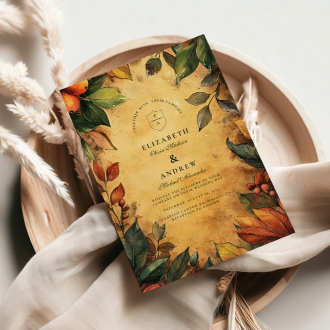 Invitation Citrouille Mariage floral épice (Créateur téléchargé)