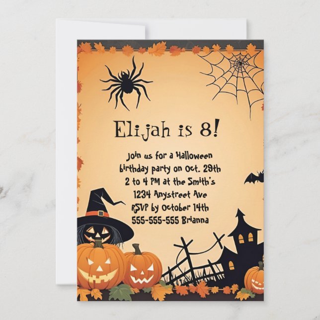 Invitation Citrouille mignons et anniversaire d'Halloween de  (Devant)
