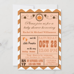 Invitation Citrouille Motif Chevron