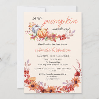 Invitation Citrouille neutre pour les sexes Baby shower d'aut