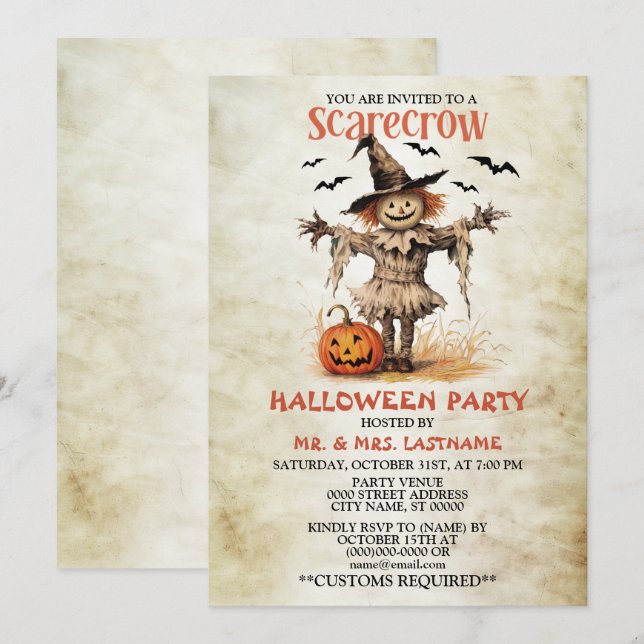Invitation Citrouille orange de la fête d'Halloween (Devant / Derrière)