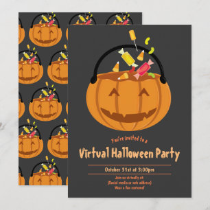 Invitation Citrouille Pail Candy Virtual Halloween Party