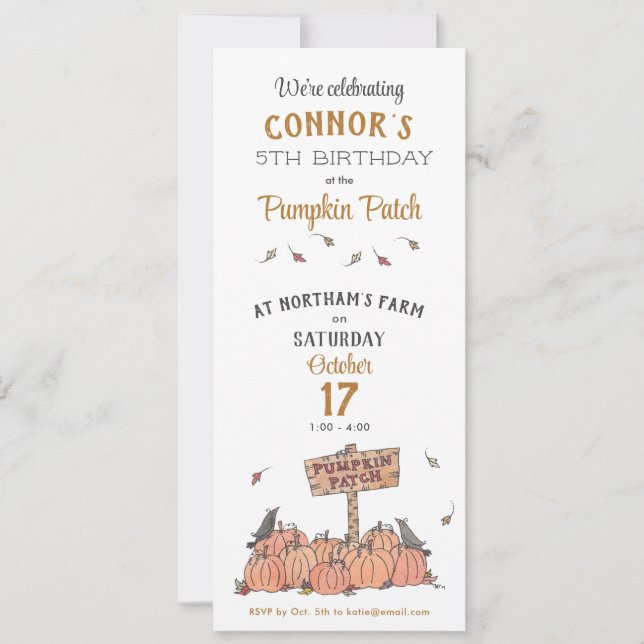 Invitation Citrouille Patch Anniversaire (Devant)